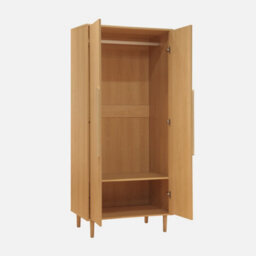 Sweeek - Wardrobe With Oak Wood Effect 2 Doors 1 Bar And 2 Shelves Juliana 80X55X180 Cm - thumbnail 3