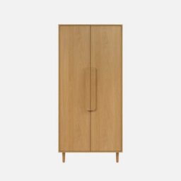 Sweeek - Wardrobe With Oak Wood Effect 2 Doors 1 Bar And 2 Shelves Juliana 80X55X180 Cm - thumbnail 2