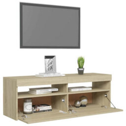 Walplus Tv Cabinet With Led Lights Sonoma Oak 120X35X40 Cm - thumbnail 6
