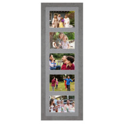 AK Frames 26X8 Marble Grey Modern Multi Photo Frame With Mid Grey Mount - Holds 5 Apertures (5X) 6X4 Photos