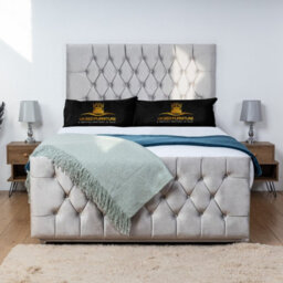 UKBEDFURNITURE Jublie Silver Plush  Divan Bed Base With 26 Inch Headboard - No Storage - thumbnail 1