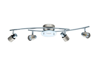 Eglo Vallida Satin Nickel Led 5 Bulb Ceiling Spotlight Bar Three Step Dimmable Warm White - image 1