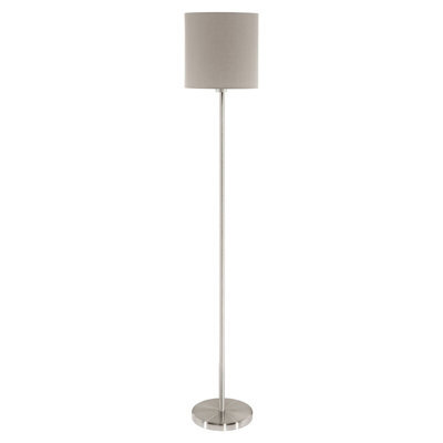 Elegant Floor Lamp With Satin Nickel Finish And Taupe Fabric Shade - image 1