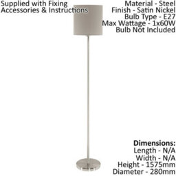 Elegant Floor Lamp With Satin Nickel Finish And Taupe Fabric Shade - thumbnail 2