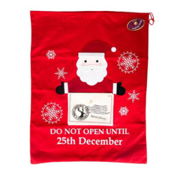 Shatchi Red Felt Christmas Sack Do Not Open Fun, Secretive Holiday Gift Bag - thumbnail 2