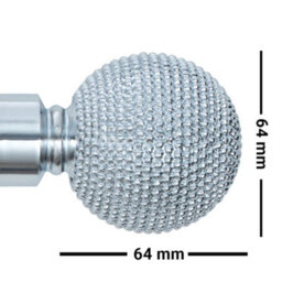 A.unique Home Beaded Ball Metal Extendable Curtain Pole With Rings And Fittings (25/28mm) - Nickel, 180Cm - 340Cm Approx - thumbnail 2