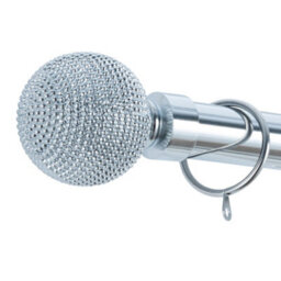 A.unique Home Beaded Ball Metal Extendable Curtain Pole With Rings And Fittings (25/28mm) - Nickel, 180Cm - 340Cm Approx - thumbnail 3