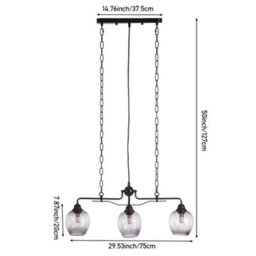 Thehotsale Modern Industrial Style 3-Light Glass Pendant Light Vintage Style - thumbnail 9