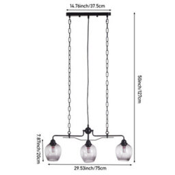 Thehotsale Modern Industrial Style 3-Light Glass Pendant Light Vintage Style - thumbnail 8