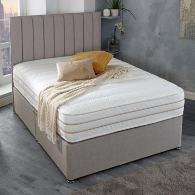 Divan Base Direct Shire Solaris Hydra 1500 Pocket Sprung Divan Bed Set 4Ft6 Double 2 Drawers Side- Wool Bronze - image 1