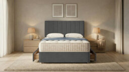 Adore Designs Portland Plush Velvet Divan Bed, Headboard - 3Ft Single - Grey - 0 Drawers - thumbnail 2