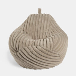 Ohs Ribbed Fleece Bean Bag Chair Gaming Filled Seat - Beige - thumbnail 3