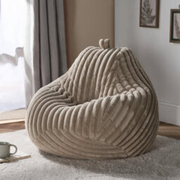 Ohs Ribbed Fleece Bean Bag Chair Gaming Filled Seat - Beige