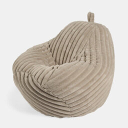 Ohs Ribbed Fleece Bean Bag Chair Gaming Filled Seat - Beige - thumbnail 5