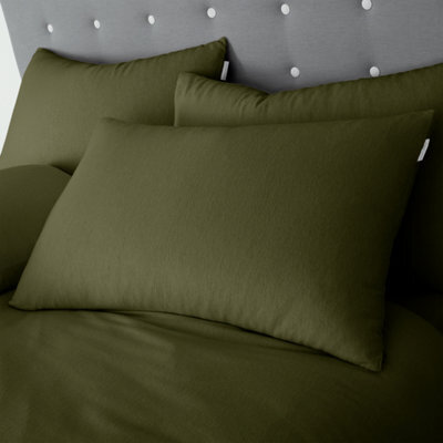 Catherine Lansfield Brushed Cotton Standard Pillowcase Pair Green - image 1