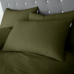 Catherine Lansfield Brushed Cotton Standard Pillowcase Pair Green