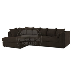Furnishings For Less UK Luxor Chocolate Jumbo Cord Large 5 Seater Corner Sofa Long Left Hand Facing - thumbnail 1