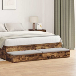 Berkfield Bed Drawers - Smoked Oak - 150 X 36.5 X 16.5 Cm - Engineered Wood - thumbnail 1