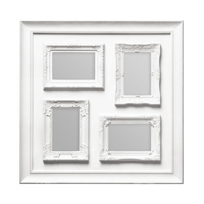 Orsina 4 Photo White Plastic Multi Photo Frame,photo Collage Frame For Gifting,glass Front Image Display Frame - image 1