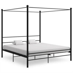 Berkfield Canopy Bed Frame Black Metal 180X200 Cm 6Ft Super King - thumbnail 1