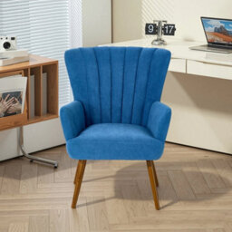 Blue Modern Velvet Accent Chair Wing Back Single Sofa Leisure Armchair - thumbnail 3