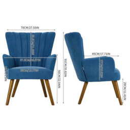Blue Modern Velvet Accent Chair Wing Back Single Sofa Leisure Armchair - thumbnail 2