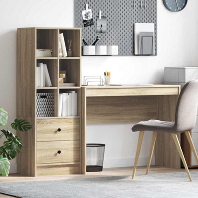 Walplus Desk With Storage With Drawer 2 Pcs Sonoma Oak 100 X 40 X 76 Cm - image 1