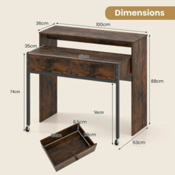 Convertible Extendable Computer Desk Storage Coffee - thumbnail 2