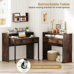 Convertible Extendable Computer Desk Storage Coffee - thumbnail 4