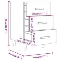 Berkfield Bedside Cabinet White 40X40X66 Cm Engineered Wood - thumbnail 8