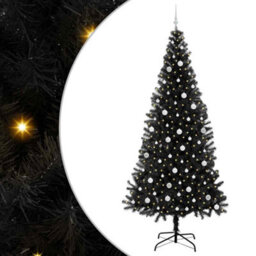 Vidaxl Christmas Tree With 300 Leds With Stand Black 240 Cm Pvc - thumbnail 2