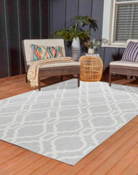Modern Quatrefoil Design Outdoor-Indoor Rugs Silver 120X170 Cm - thumbnail 1
