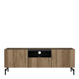 Wyld Haus Hillerod Natural Oak And Black Tv Unit 2 Doors 1 Drawer - thumbnail 2