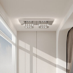 Thehotsale Modern Chrome & Crystal Semi-Flush Ceiling Light, Cool White Led Fixture 42Cm L - thumbnail 2