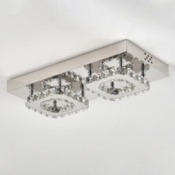 Thehotsale Modern Chrome & Crystal Semi-Flush Ceiling Light, Cool White Led Fixture 42Cm L - thumbnail 6