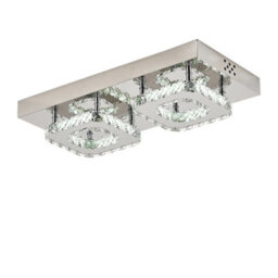 Thehotsale Modern Chrome & Crystal Semi-Flush Ceiling Light, Cool White Led Fixture 42Cm L - thumbnail 5