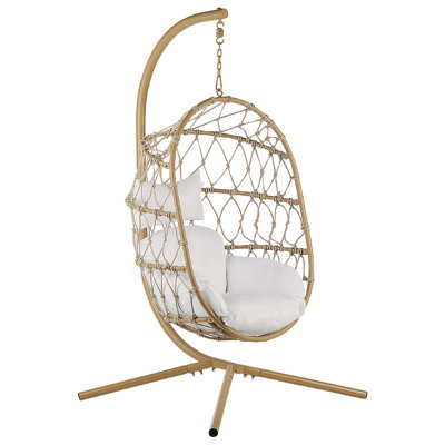 Beliani Hanging Chair With Stand Adria Metal Beige - image 1