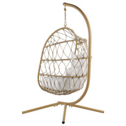 Beliani Hanging Chair With Stand Adria Metal Beige - thumbnail 6