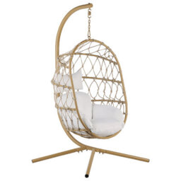 Beliani Hanging Chair With Stand Adria Metal Beige - thumbnail 1