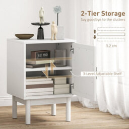Wyld Haus Luna White Wooden Rattan Bedside Table With Arched Door And Adjustable Shelf 40W X 35D X 58H Cm - thumbnail 6