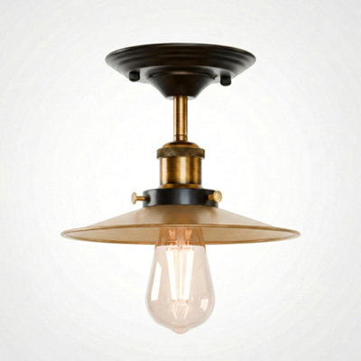 Flush Mount Lighting Metal E27 Ceiling Light Fixtures For Bedroom Livingroom Kitchen 22Cm Shade Yellow Brass  Lamp - image 1