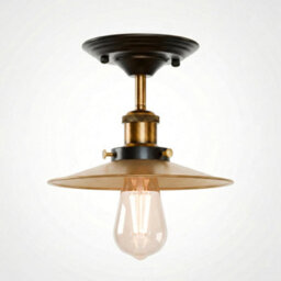 Industrial Semi Flush Light Fitting Metal 22Cm Yellow Brass Lampshade E27 Ceiling Lighting Fixture For Indoor Kitchen