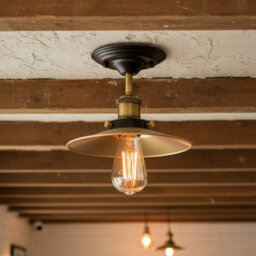 Flush Mount Lighting Metal E27 Ceiling Light Fixtures For Bedroom Livingroom Kitchen 22Cm Shade Yellow Brass  Lamp - thumbnail 7