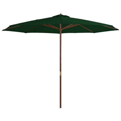 Berkfield Durable Outdoor Parasol With Wooden Pole 350 Cm Green - image 1