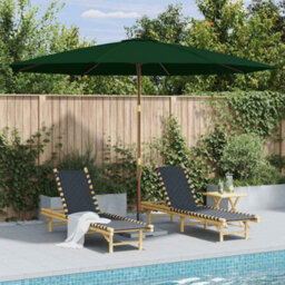 Berkfield Durable Outdoor Parasol With Wooden Pole 350 Cm Green - thumbnail 2