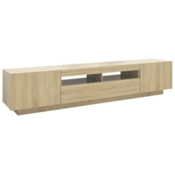 Berkfield Tv Cabinet With Led Lights Sonoma Oak 200X35X40 Cm - thumbnail 7