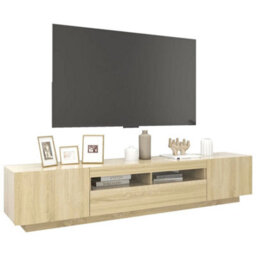 Berkfield Tv Cabinet With Led Lights Sonoma Oak 200X35X40 Cm - thumbnail 6