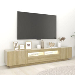 Berkfield Tv Cabinet With Led Lights Sonoma Oak 200X35X40 Cm - thumbnail 3