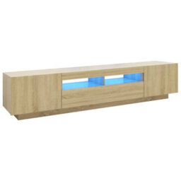 Berkfield Tv Cabinet With Led Lights Sonoma Oak 200X35X40 Cm - thumbnail 2