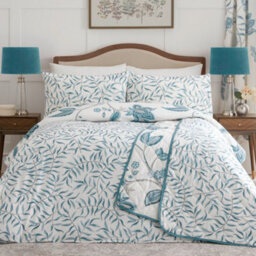 Dreams & Drapes Samira Richly Illustrated Floral Print Teal Duvet Cover Set - thumbnail 5